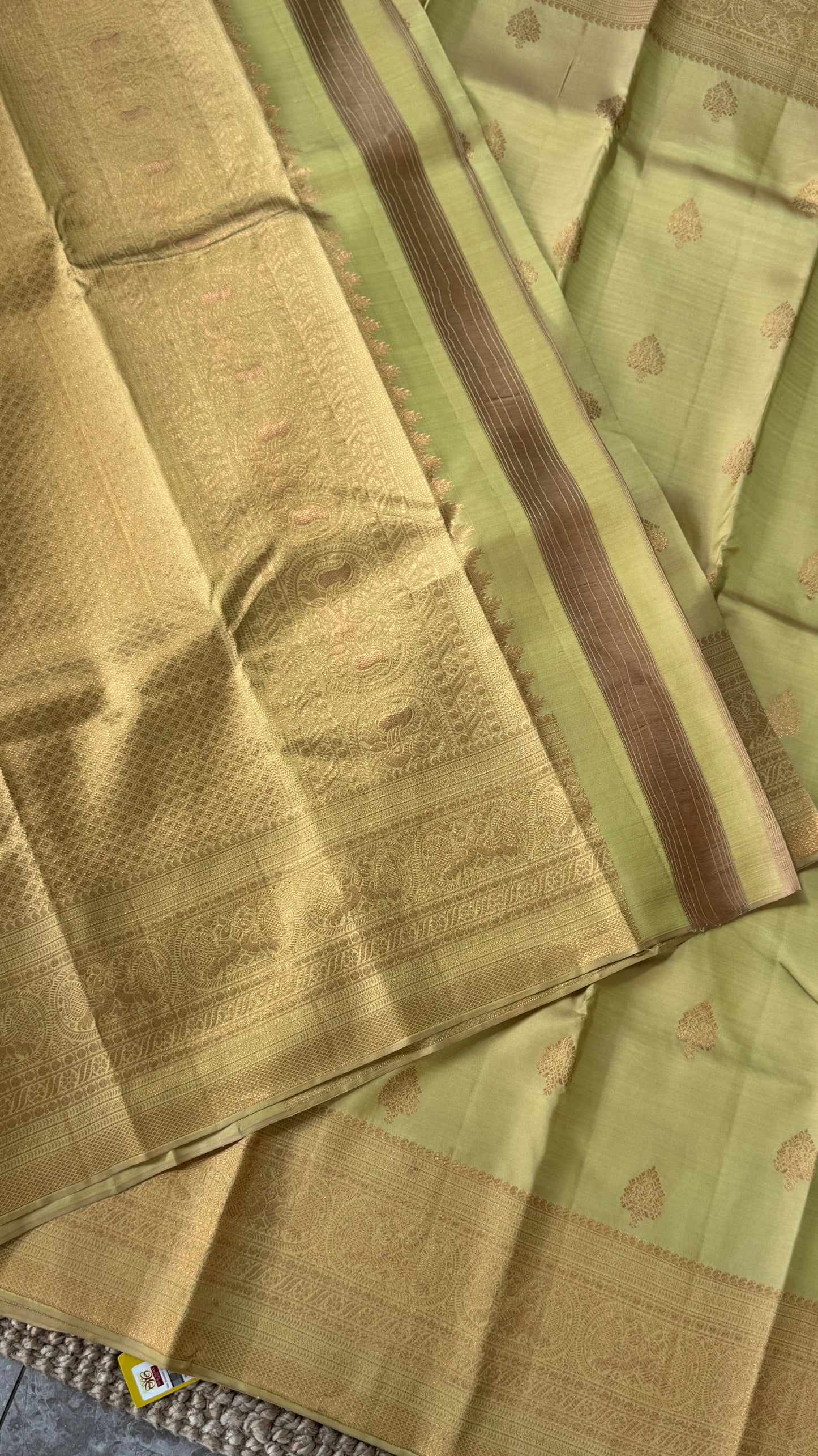 Champagne Pure Kanchipuram Silk Saree | Silk Mark Certified