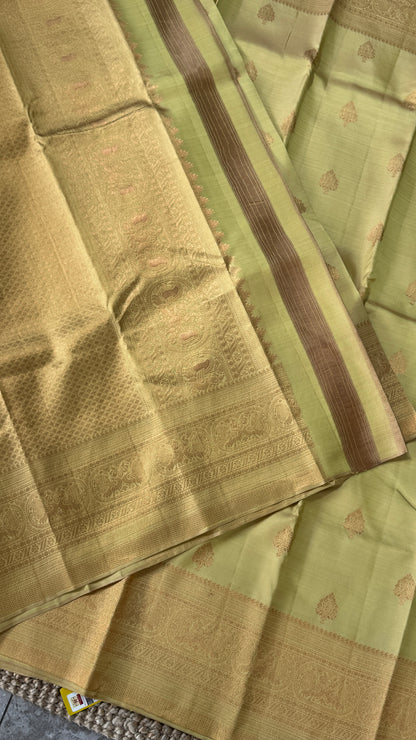 Champagne Pure Kanchipuram Silk Saree | Silk Mark Certified