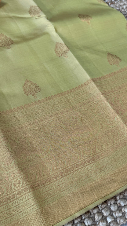 Champagne Pure Kanchipuram Silk Saree | Silk Mark Certified