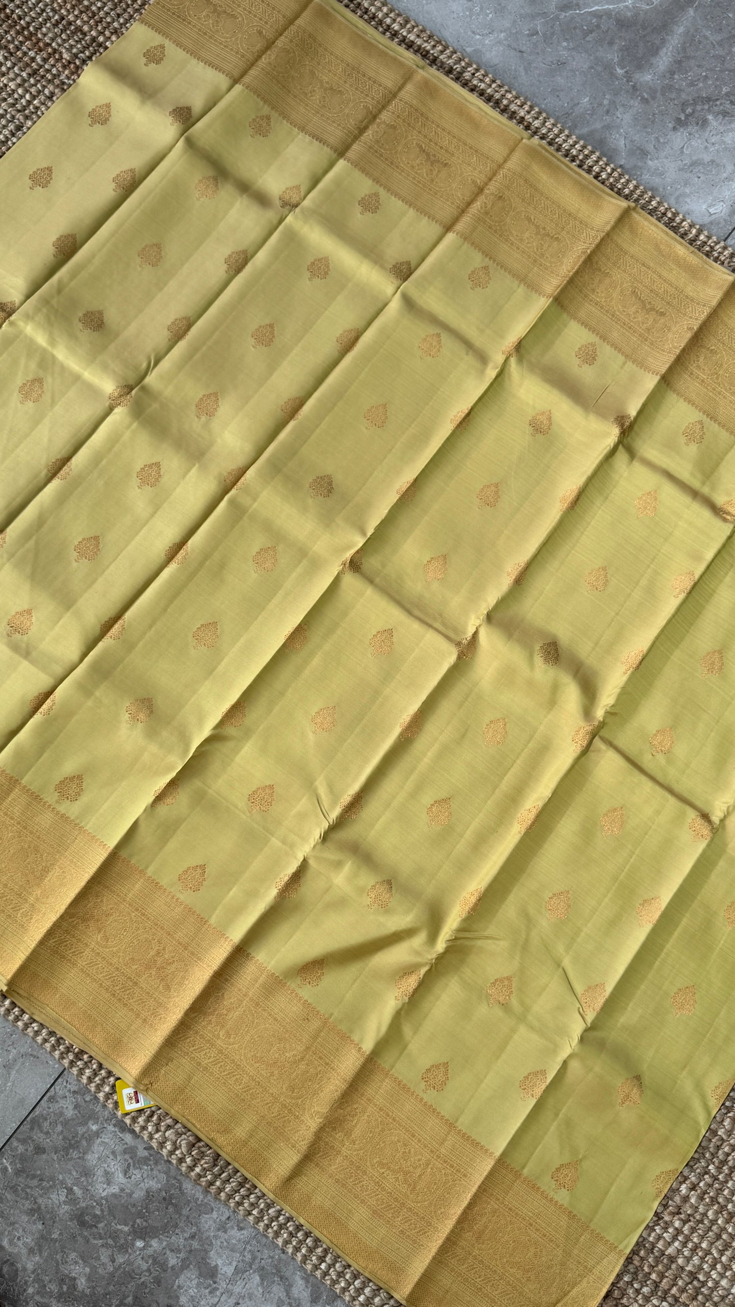 Champagne Pure Kanchipuram Silk Saree | Silk Mark Certified