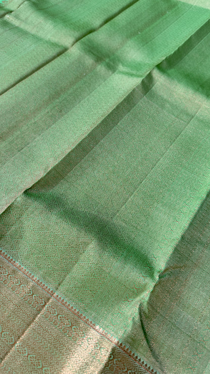 Green Pure Handloom Kanchipuram Silk Saree | Silk Mark Certified