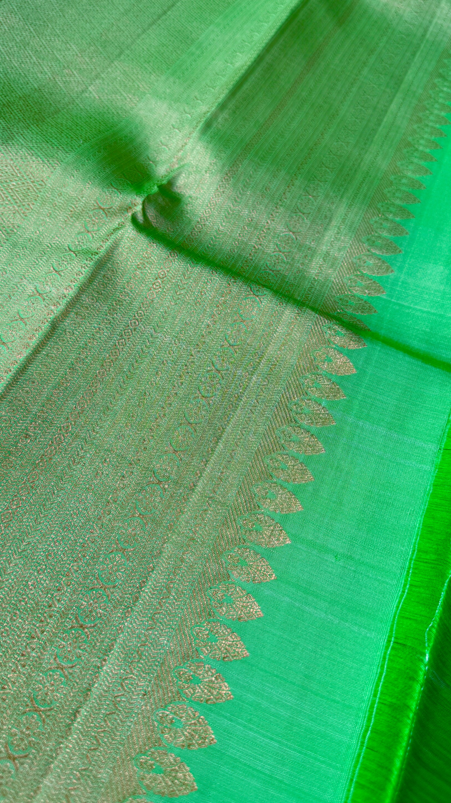 Green Pure Handloom Kanchipuram Silk Saree | Silk Mark Certified