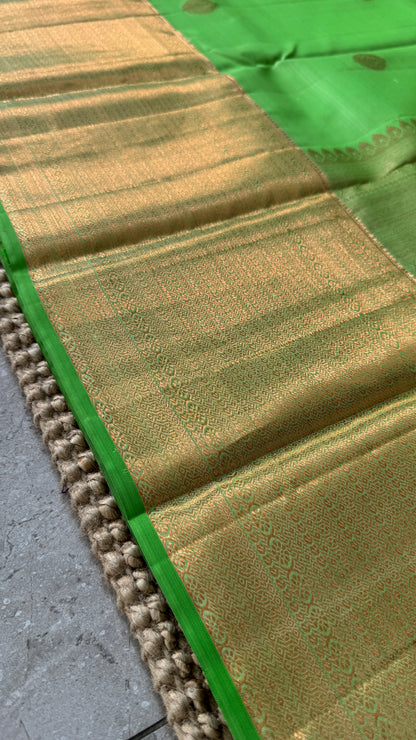 Green Pure Handloom Kanchipuram Silk Saree | Silk Mark Certified