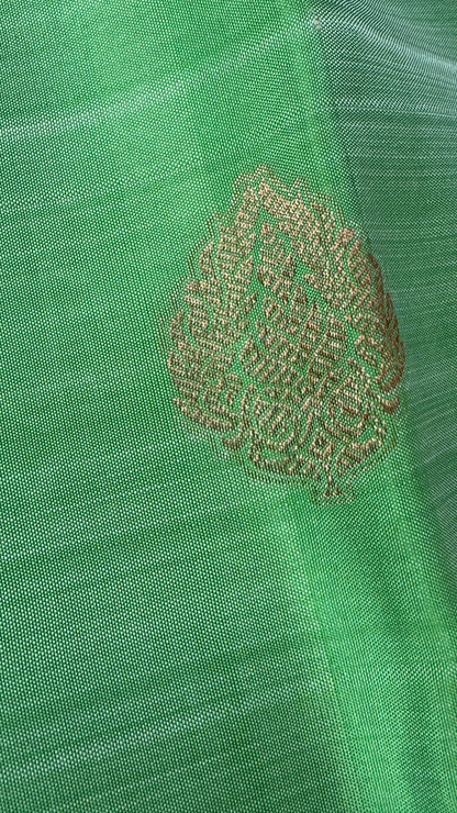 Green Pure Handloom Kanchipuram Silk Saree | Silk Mark Certified