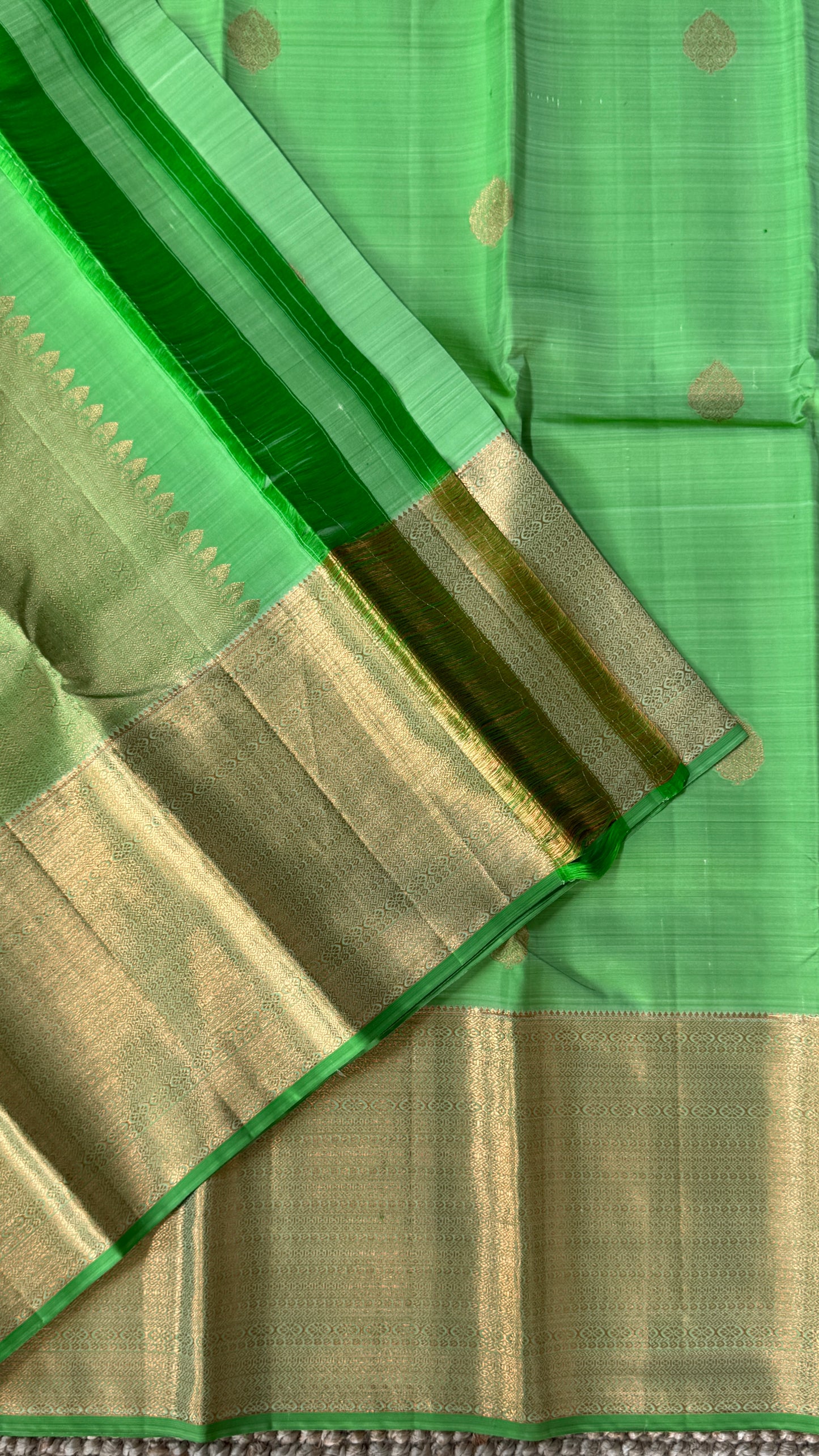 Green Pure Handloom Kanchipuram Silk Saree | Silk Mark Certified