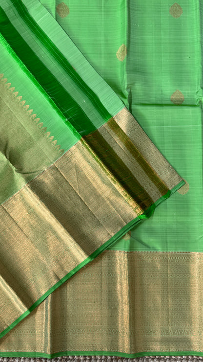 Green Pure Handloom Kanchipuram Silk Saree | Silk Mark Certified