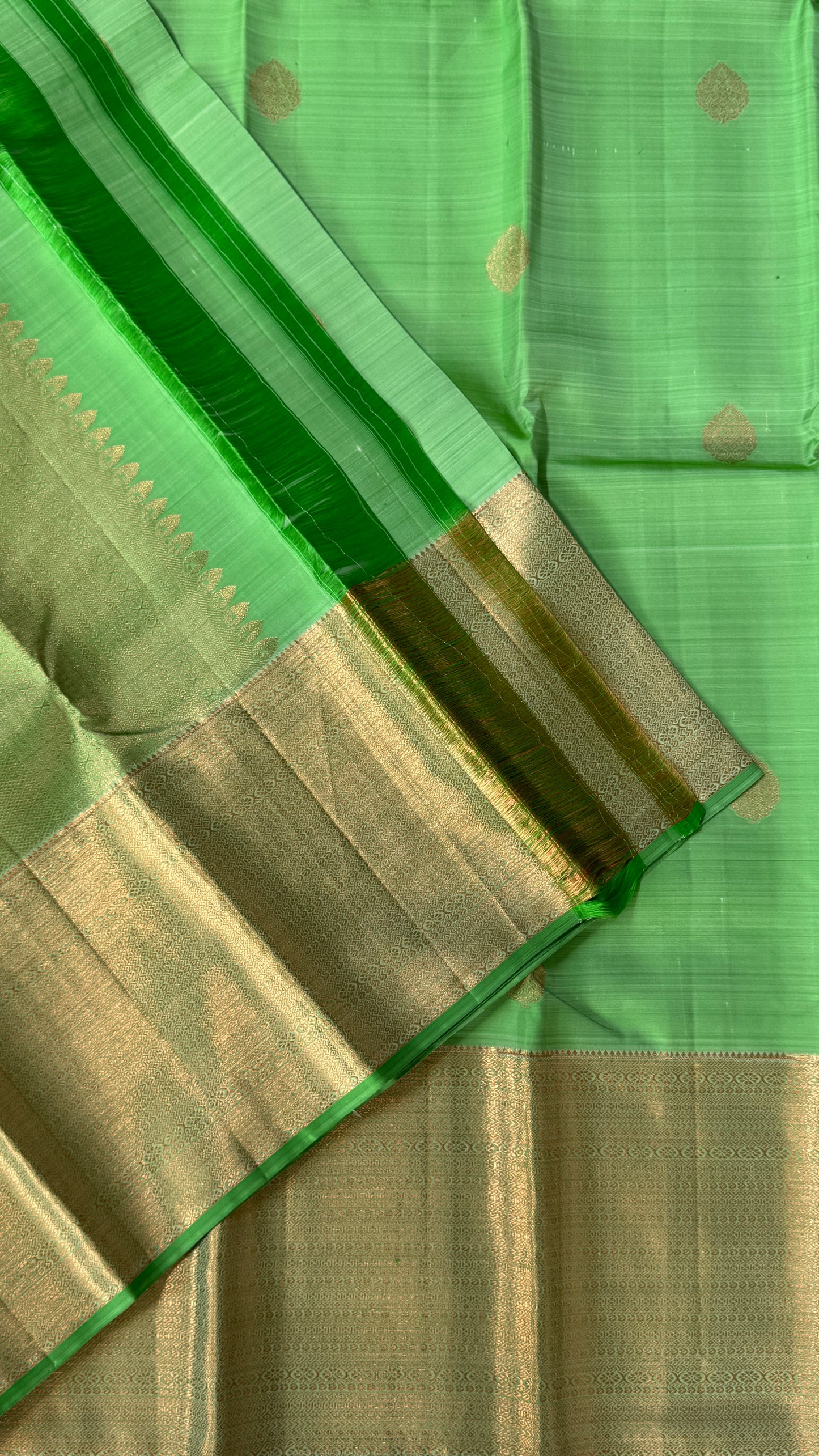 Green Pure Handloom Kanchipuram Silk Saree | Silk Mark Certified
