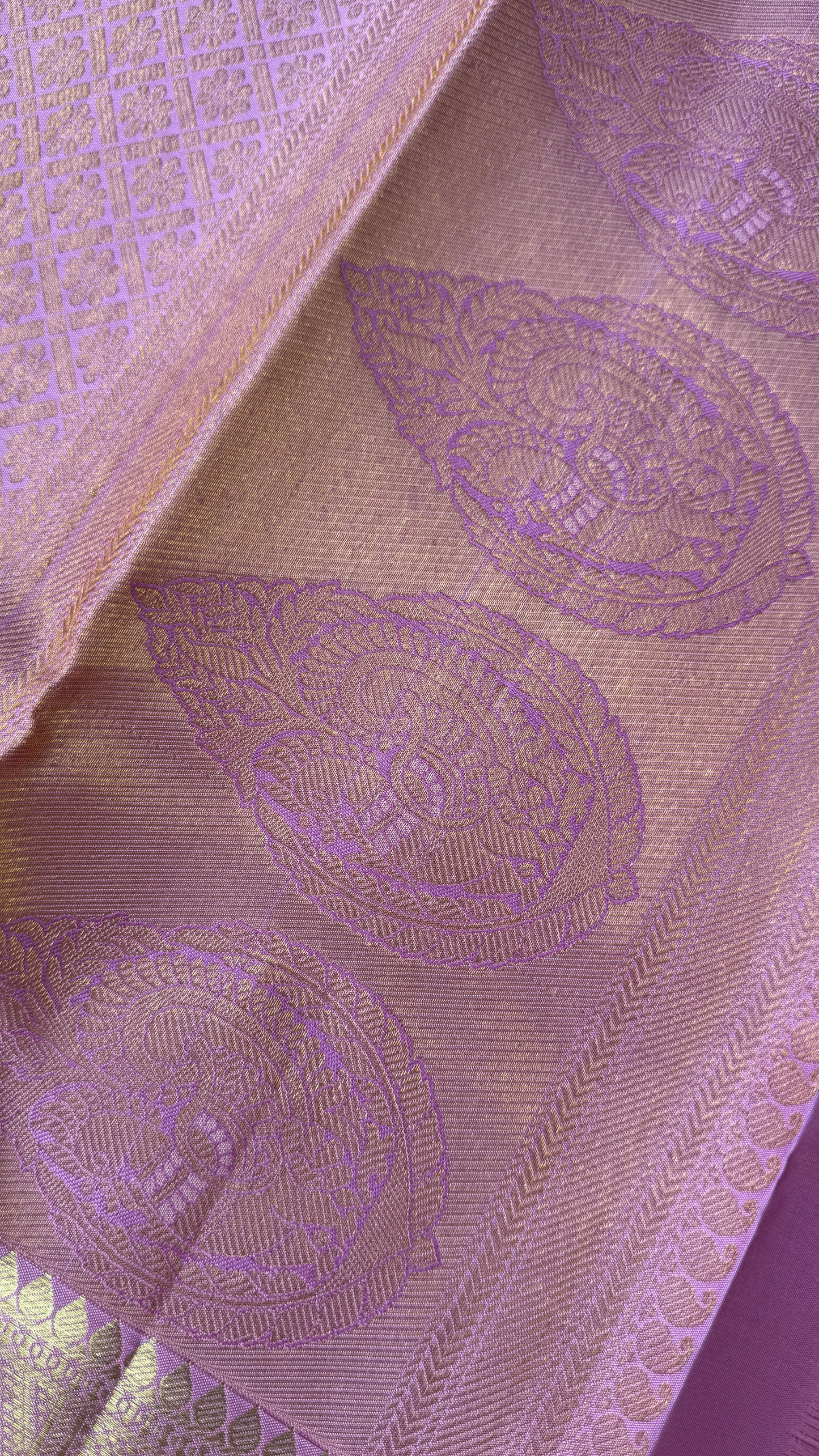 Pink & Gold Pure Handloom Kanchipuram Silk Saree | Silk Mark Certified