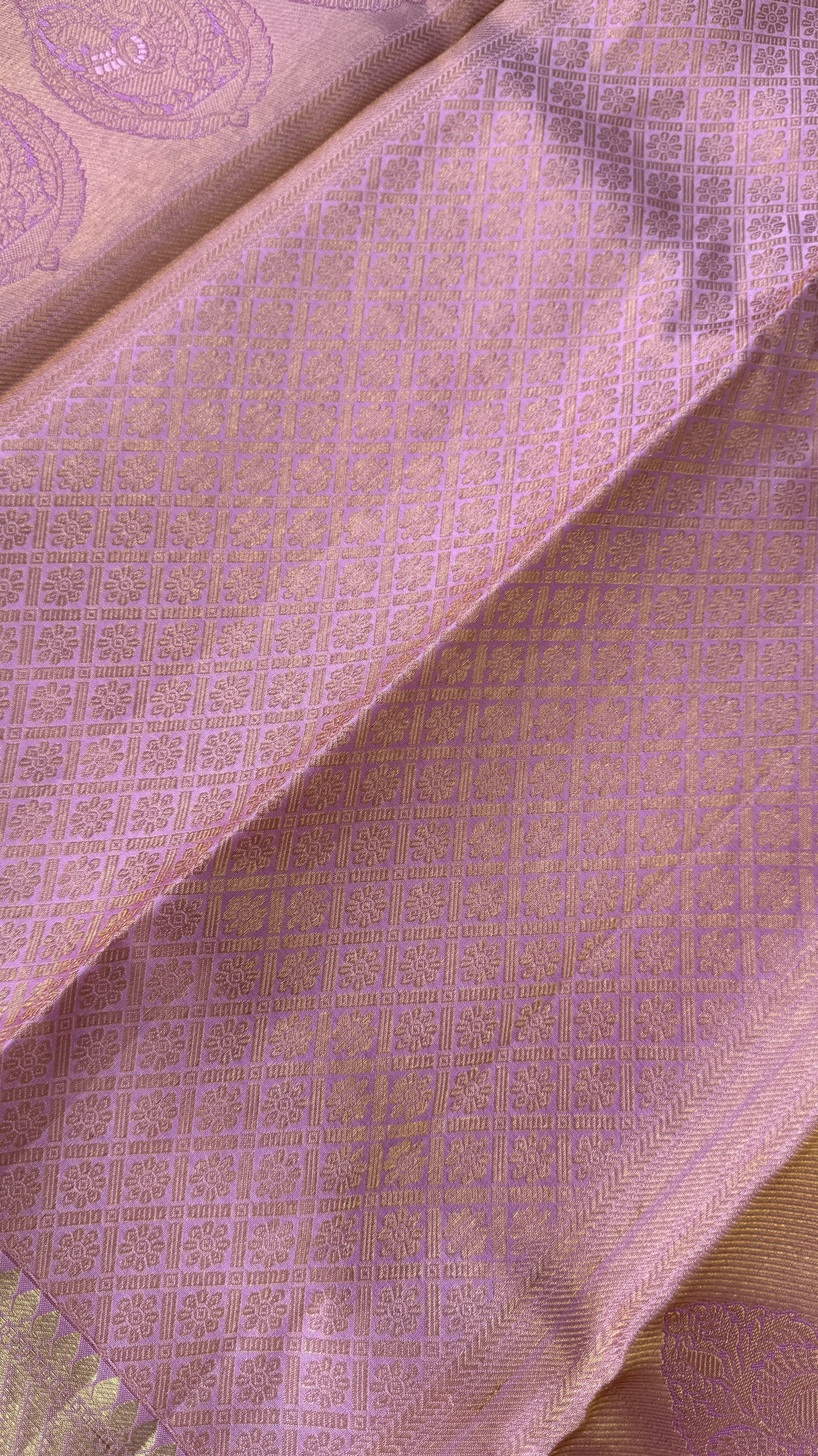 Pink & Gold Pure Handloom Kanchipuram Silk Saree | Silk Mark Certified