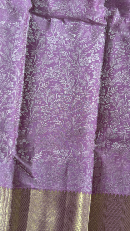 Pink & Gold Pure Handloom Kanchipuram Silk Saree | Silk Mark Certified