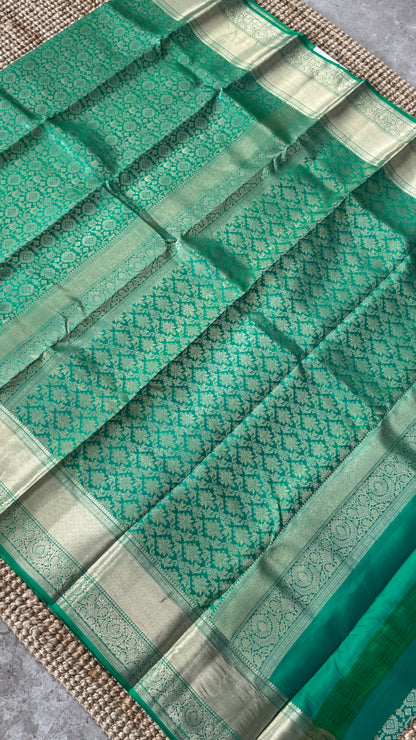 Exquisite Green Pure Kanchipuram Silk Saree | Silk Mark Certified