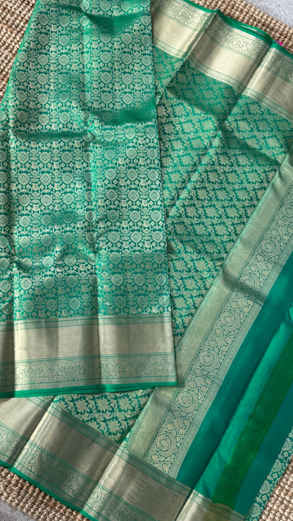 Exquisite Green Pure Kanchipuram Silk Saree | Silk Mark Certified