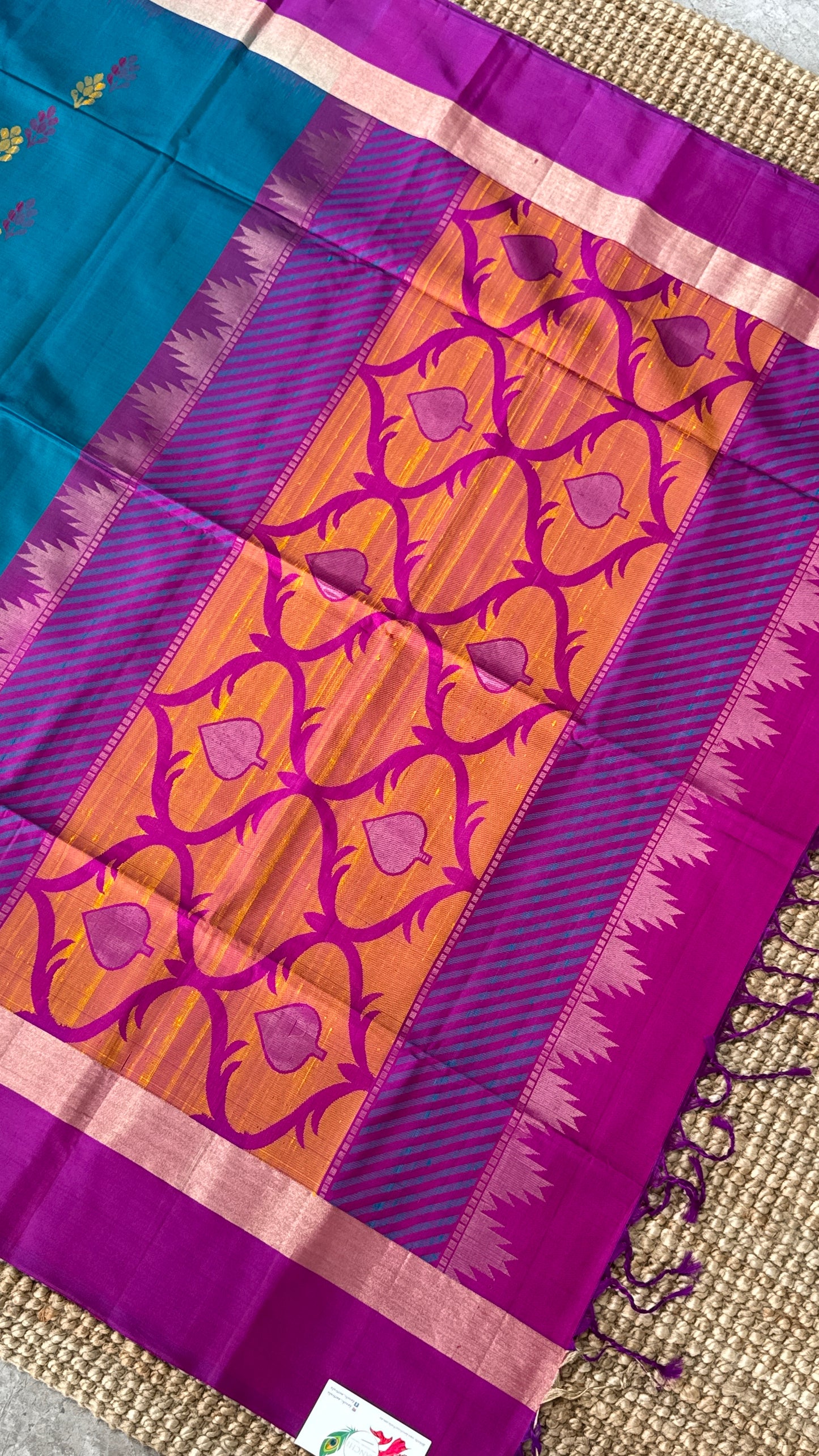 Blue & Pink Pure Soft Silk Handloom Saree | Silk Mark Certified