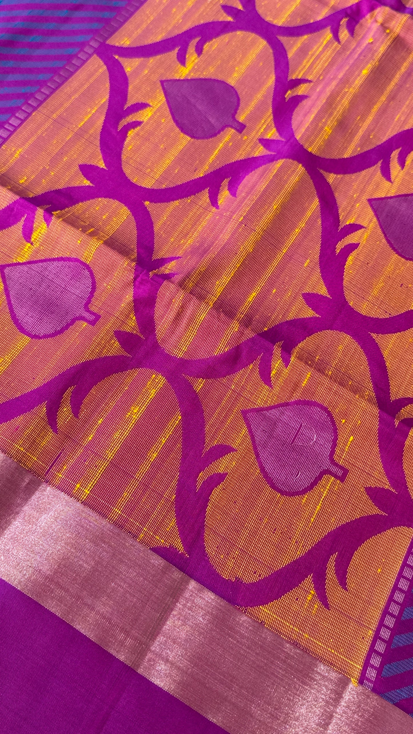 Blue & Pink Pure Soft Silk Handloom Saree | Silk Mark Certified