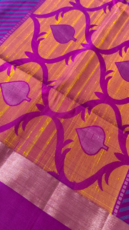 Blue & Pink Pure Soft Silk Handloom Saree | Silk Mark Certified