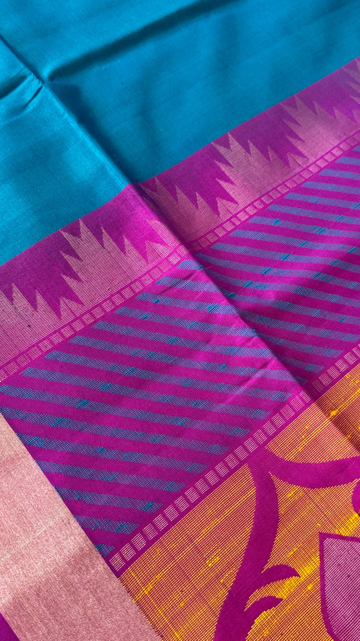 Blue & Pink Pure Soft Silk Handloom Saree | Silk Mark Certified