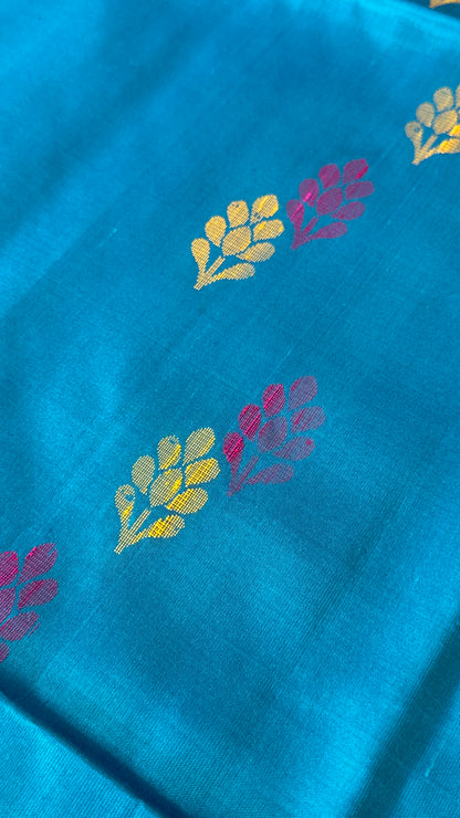 Blue & Pink Pure Soft Silk Handloom Saree | Silk Mark Certified
