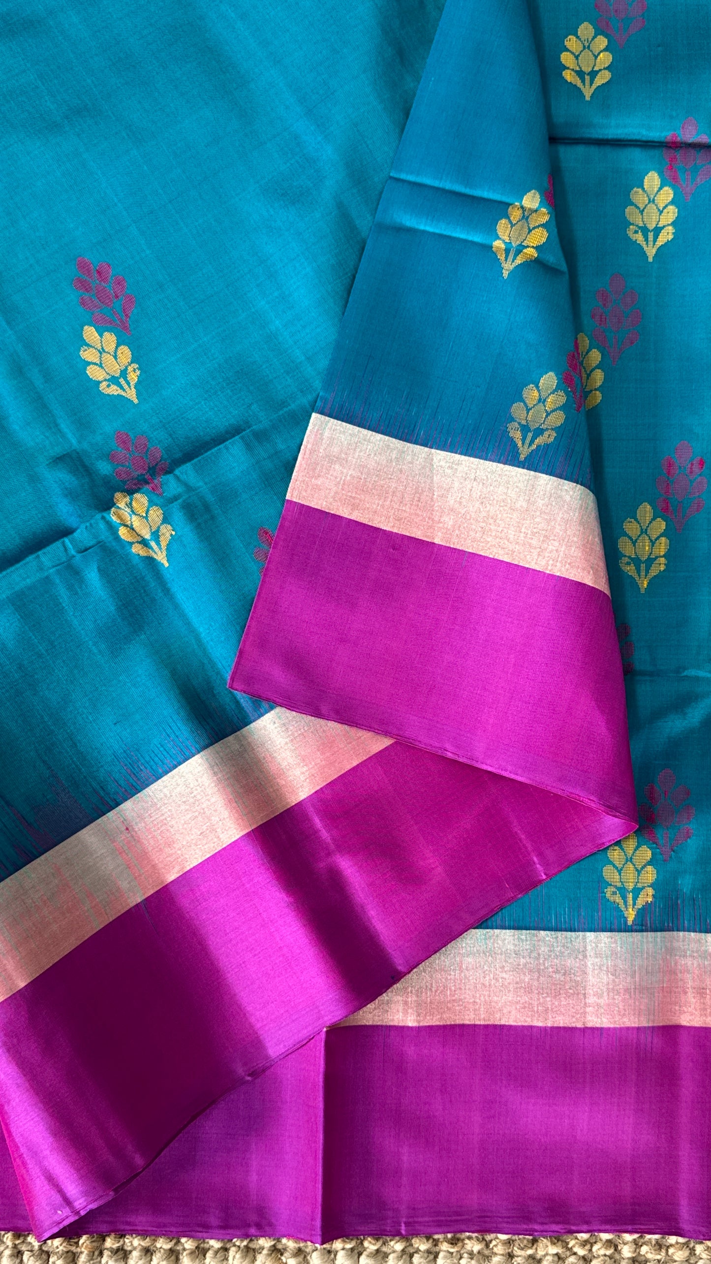 Blue & Pink Pure Soft Silk Handloom Saree | Silk Mark Certified