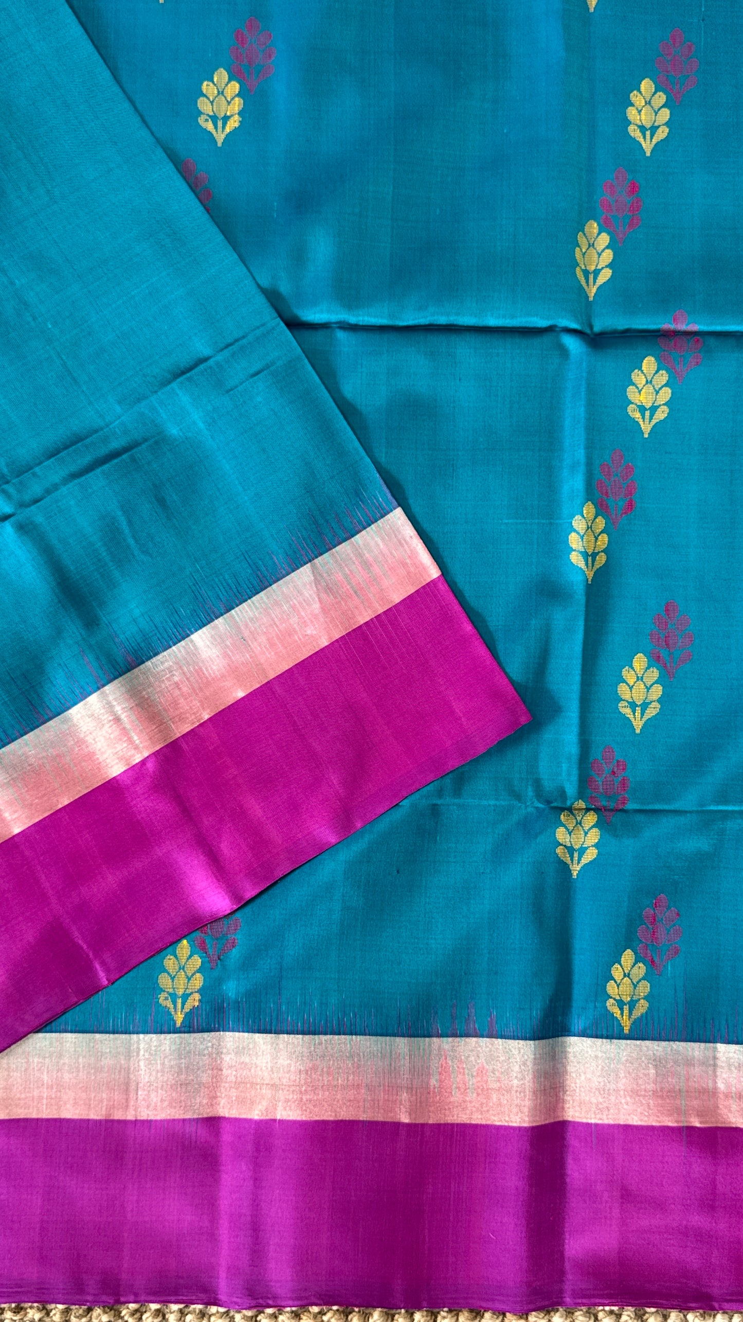 Blue & Pink Pure Soft Silk Handloom Saree | Silk Mark Certified