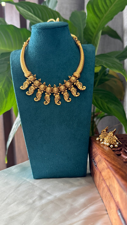 Antique Elephant Choker Neckpiece with Jhumka