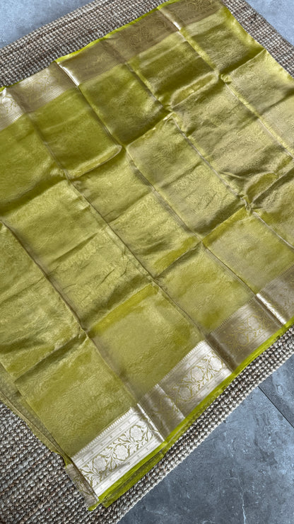 Pure Tissue Silk Saree - Light Olive Green