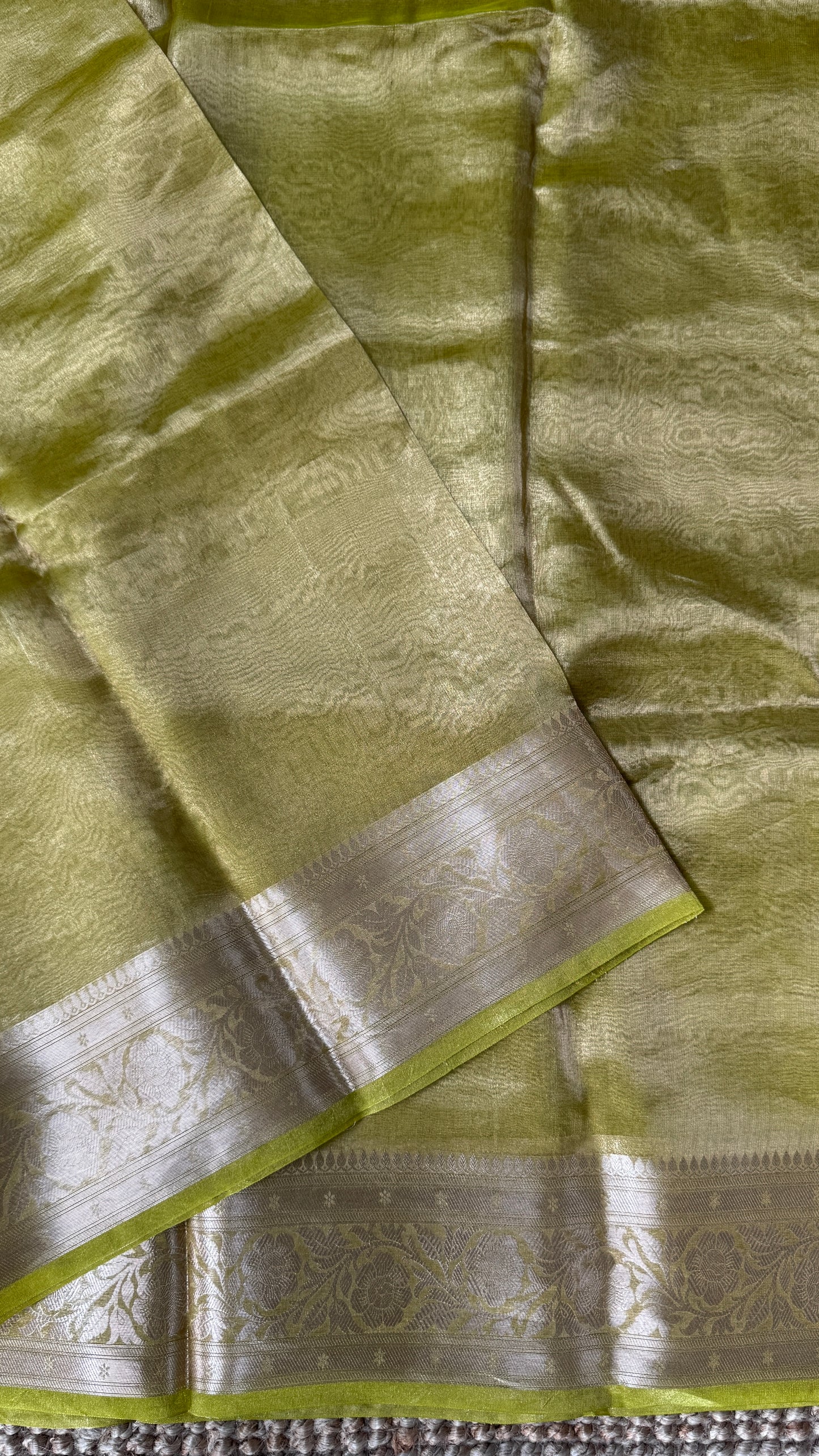 Pure Tissue Silk Saree - Light Olive Green