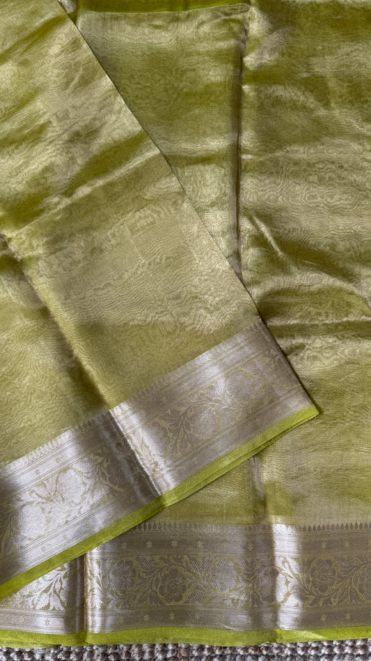 Pure Tissue Silk Saree - Light Olive Green