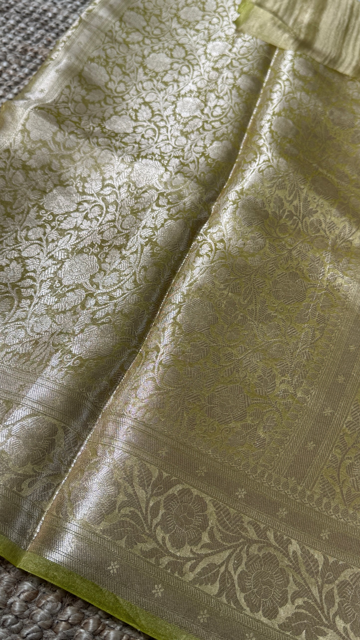 Pure Tissue Silk Saree - Light Olive Green