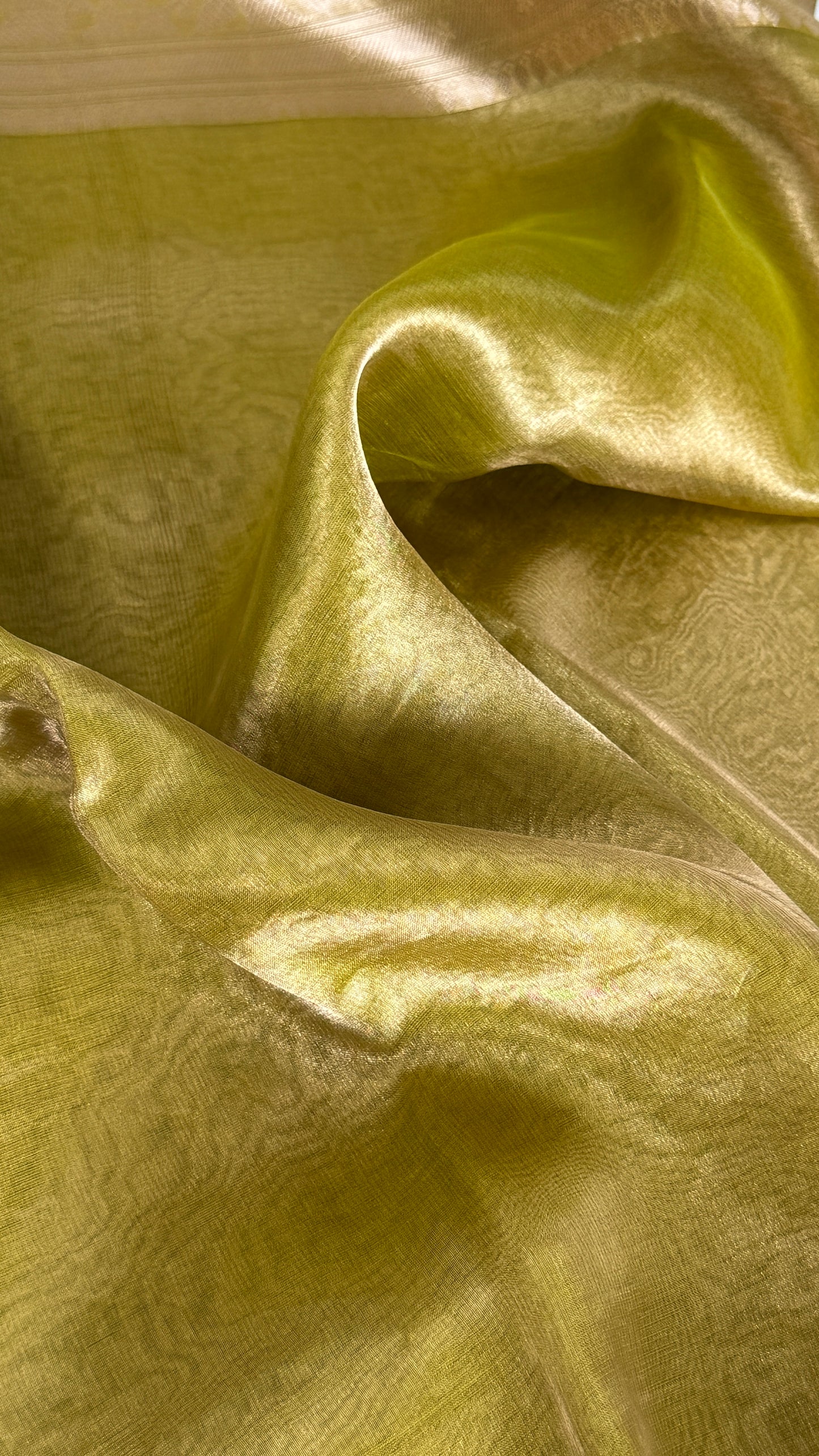 Pure Tissue Silk Saree - Light Olive Green