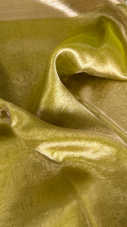 Pure Tissue Silk Saree - Light Olive Green