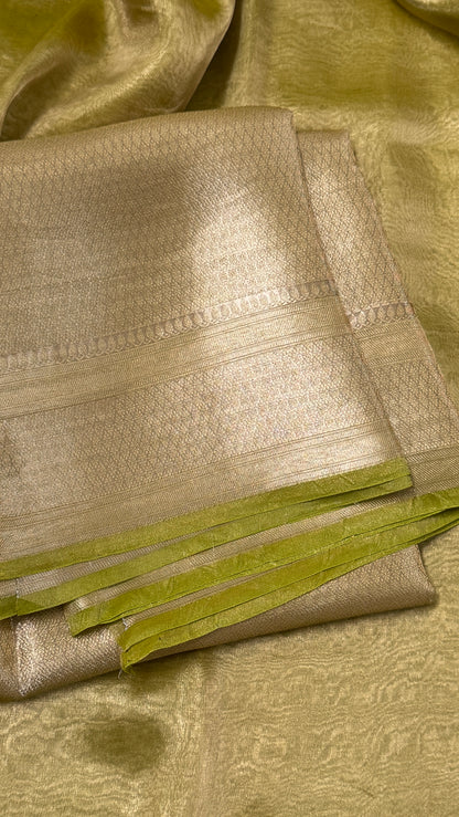 Pure Tissue Silk Saree - Light Olive Green