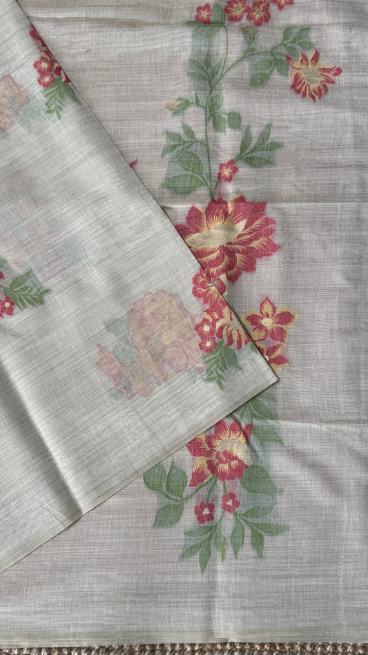 Pure Khadi Handloom Cotton Saree – Red with Orange