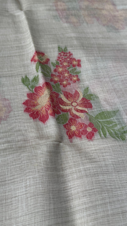 Pure Khadi Handloom Cotton Saree – Red with Orange