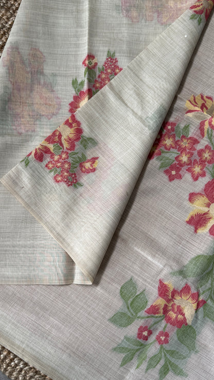 Pure Khadi Handloom Cotton Saree – Red with Orange