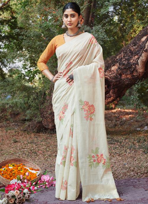 Pure Khadi Handloom Cotton Saree – Red with Orange