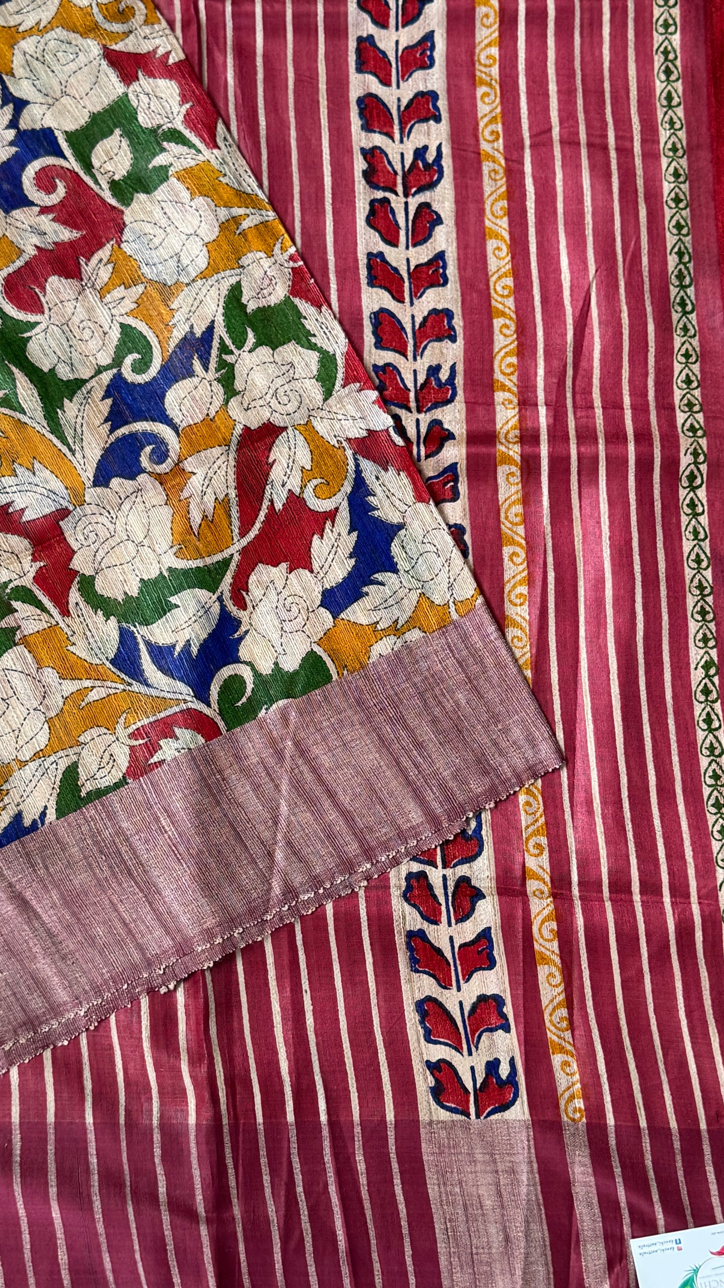 Pure Handloom Giccha Tussar Silk Saree – Multicolour