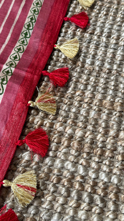 Pure Handloom Giccha Tussar Silk Saree – Multicolour