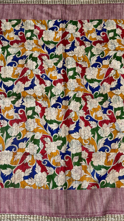 Pure Handloom Giccha Tussar Silk Saree – Multicolour