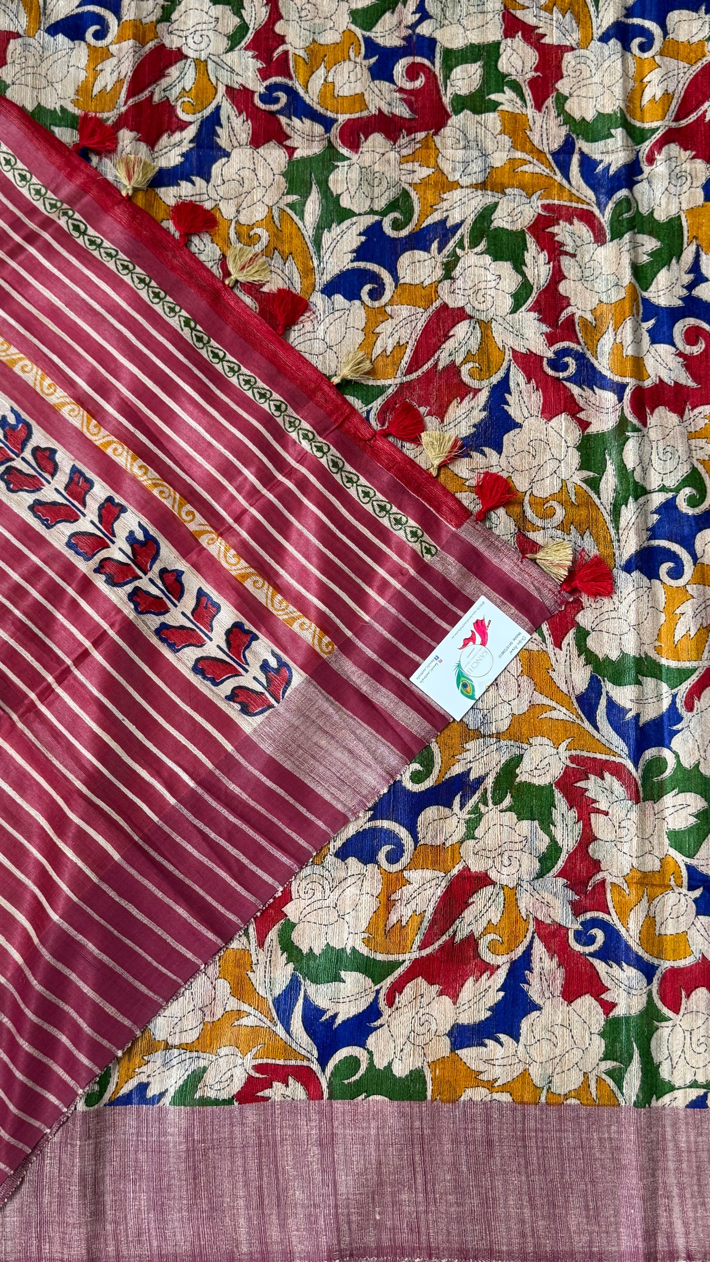 Pure Handloom Giccha Tussar Silk Saree – Multicolour