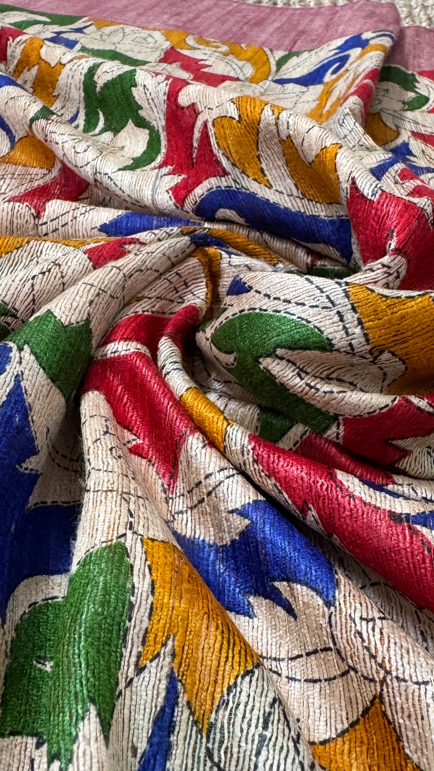 Pure Handloom Giccha Tussar Silk Saree – Multicolour
