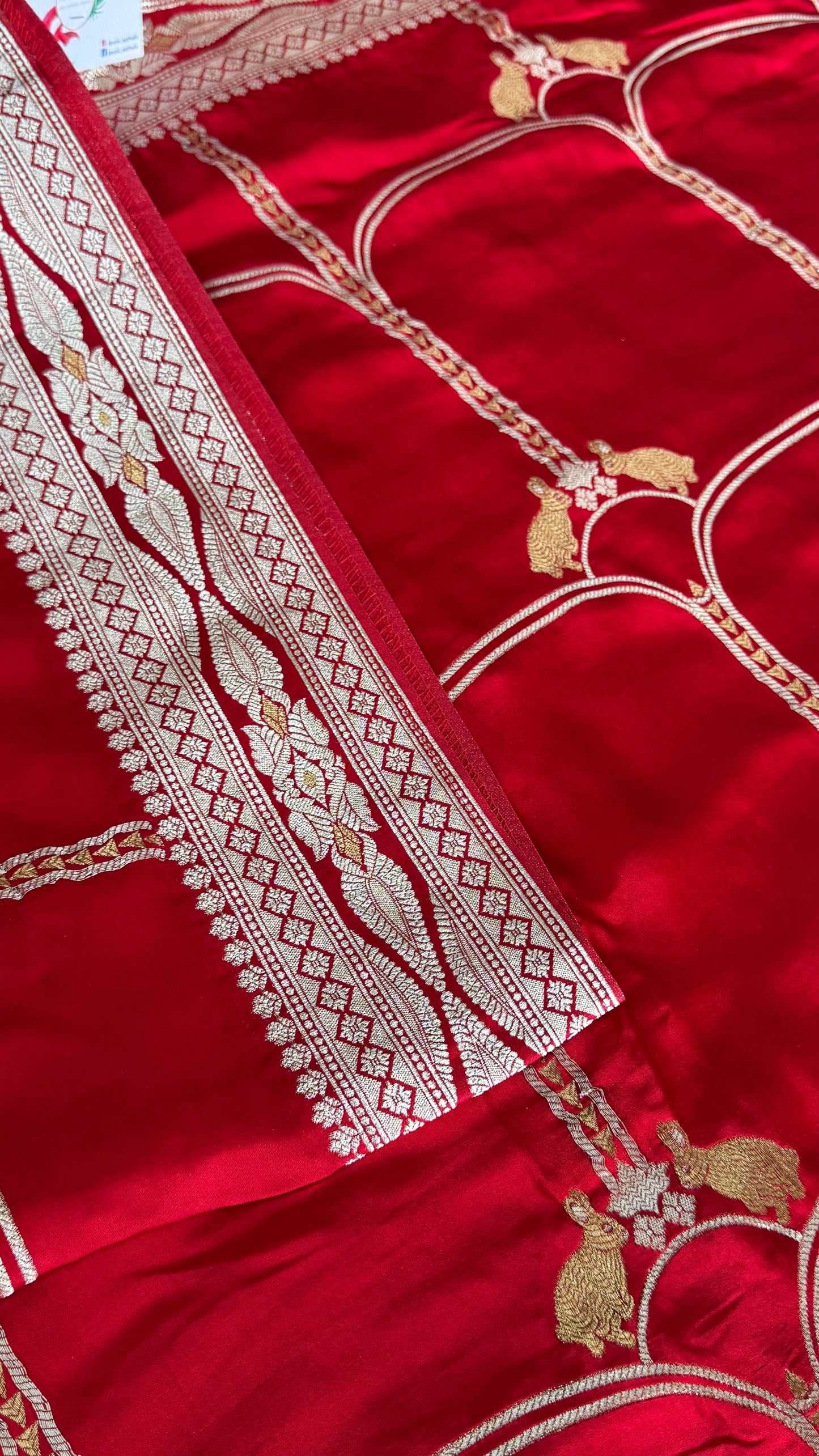 Pure Mashru Satin Silk Banarasi Saree - Crimson Red