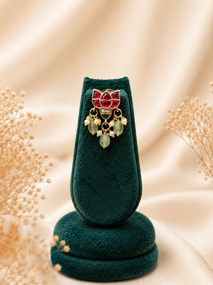 Statement Antique Elegant Jadau Necklace Set with Lotus Motifs