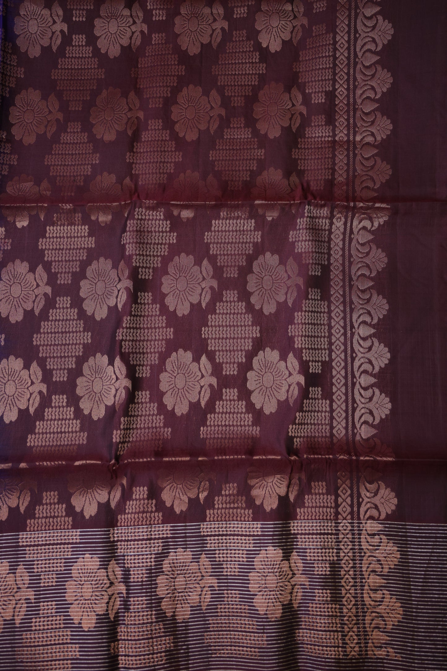 Pure Soft Silk Saree - Royal Blue with Deep Maroon