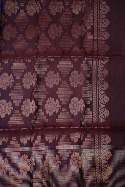 Pure Soft Silk Saree - Royal Blue with Deep Maroon