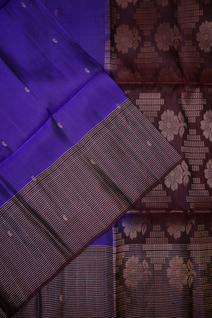 Pure Soft Silk Saree - Royal Blue with Deep Maroon