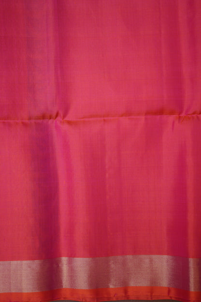Pure Soft Silk Saree - Deep Royal Purple with Orange and Pink