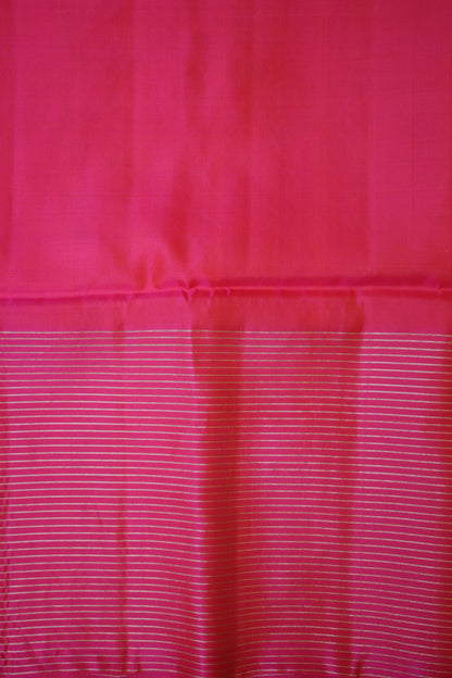 Pure Soft Silk Saree - Peach with Hot Pink