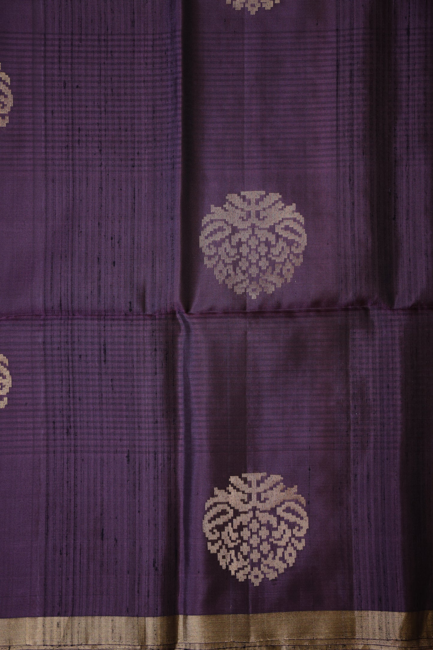 Pure Soft Silk Saree - Deep Plum Purple with Orange