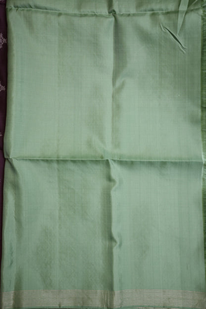 Pure Soft Silk Saree - Purple with Mint Green