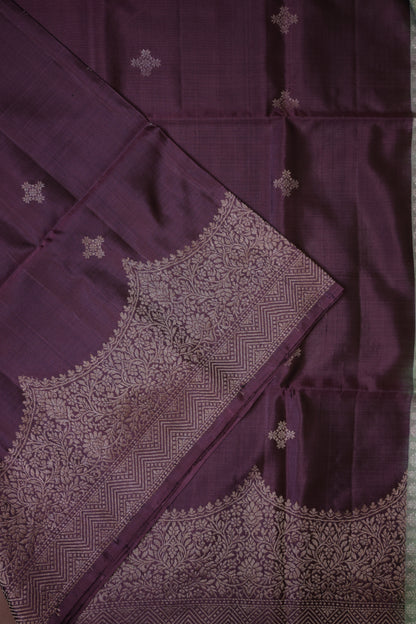 Pure Soft Silk Saree - Purple with Mint Green